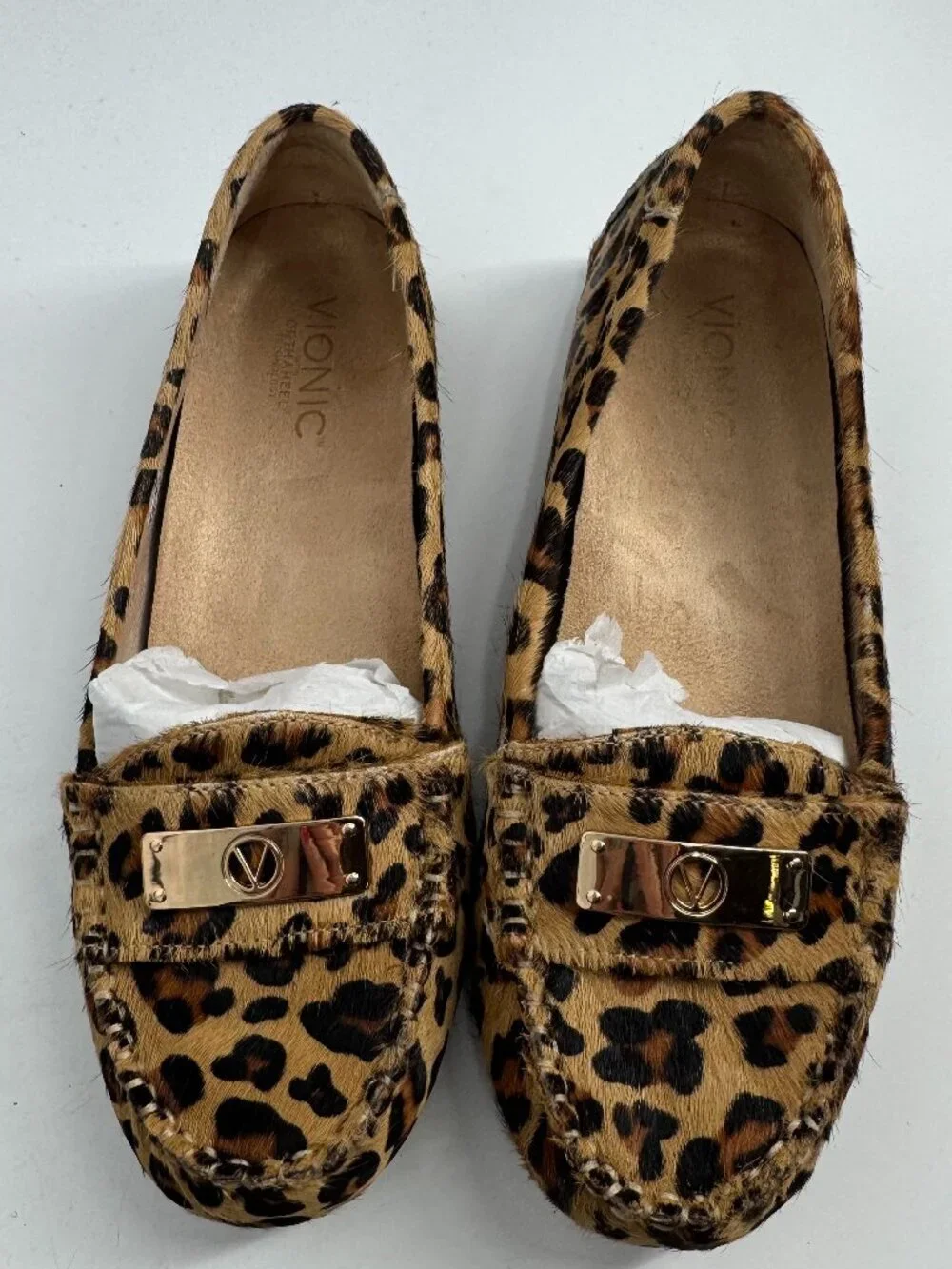 Vionic Leopard Print Calf Hair Orthotic Loafers Size 8.5